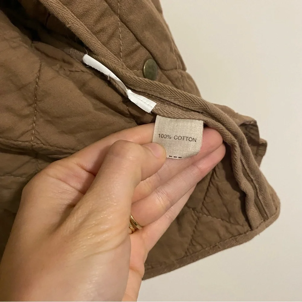 J. Crew Tan Quilted Snap Button Jacket size Small